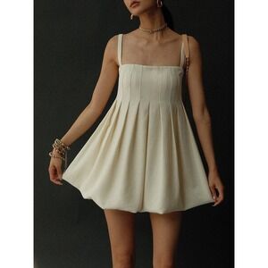 Commense Cream Mini Dress Pleated Sleeveless Party Cocktail Sundress size‎ XS